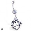 Navel ring with dangling three ghosts