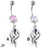 Navel ring with dangling tribal design