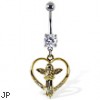 Navel Ring with Dangling Yellow Angel In Heart