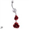 Navel ring with double rose dangle
