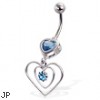 Navel ring with hearts and gems