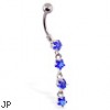 Navel ring with jeweled 4-star dangle