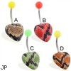 Navel Ring with Snake Print Heart And Acrylic Top Ball