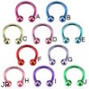 Neon plated stainless steel circular barbell, 16 ga