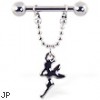 Nipple ring with dangling fairy, 12 ga or 14 ga