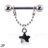 Nipple ring with dangling star, 12 ga or 14 ga