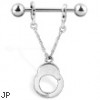 Nipple Ring with Handcuff, 14 Ga