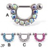 Nipple ring with jeweled arc, 14 ga