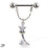 Nipple ring with jeweled flower on chain, 12 ga, 14 ga, or 16 ga