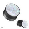 Opal Glitter Front Black Acrylic Screw Fit Stash Plugs