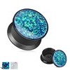 Opal Glitter Front Black Acrylic Screw Fit Stash Plugs