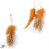 Orange Polka dot Feather Belly Ring and Earring Set