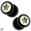 Pair Black UV Screw Fit Plug with Glow in the Dark Hollow Star