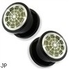 Pair Black UV Screw Fit Plug with Glow in the Dark Spider Web