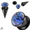 Pair Of 2-In-1 Interchangeable  Black Acrylic Screw Fit Tapers With Abalone Insert