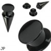 Pair Of 2-In-1 Interchangeable Black Acrylic Screw Fit Tapers