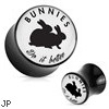 Pair Of "Bunnies Do It Better" Playboy Exclusive Pattern Black Acrylic Saddle Plugs