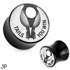 Pair Of "Tails You Win" Playboy Exclusive Pattern Black Acrylic Saddle Plugs