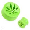 Pair Of Acrylic Saddle Plugs with Pot Leaf Cut-Out