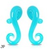 Pair Of Aqua Pyrex Glass Tapers with Spiral Tail