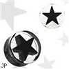 Pair Of Black  UV Acrylic 3D Star Double Flare Glitter Plugs