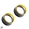 Pair Of Black And Gold Surgical Steel Screw Fit Double Flared Tunnels