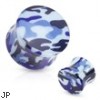 Pair Of Blue Camouflage Printed UV Acrylic Saddle Fit Plugs