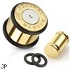 Pair Of Bullet Gold IP 316L Surgical Steel Plugs with O-Rings