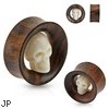 Pair Of Carved Skull Inside Organic Sono Wood Saddle Fit Tunnels