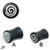 Pair Of Double Flare Horn Plugs with Spiral Bone Inlay