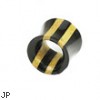 Pair Of Double Stripe Two Tone Ebony Areng & Jackfruit Wood Hollow Saddle Tunnels