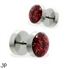 Pair of fake Glitter Dome Top plugs, 16GA