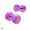 Pair of fake metalic purple plugs, 16GA