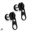 Pair Of Fake Zipper Plugs, 16GA,, Black