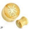 Pair Of Golden Spider Enamel Inlay Organic Bamboo Saddle Fit Plugs