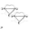 Pair Of Heart Shaped Nipple Rings, 14 Ga