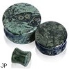 Pair Of Natural Green Eye Jasper Stone Saddle Plugs