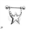 Pair of nipple rings with star dangle, 14 ga