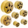 Pair Of Organic Jackfruit Wood Saddle Plugs with Star And Heart Inlay