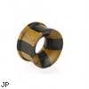 Pair Of Organic Jati & Areng Ebony Wood Concave Double Flared Tunnels