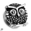 Pair Of Owl with Gemmed Black Eyes Surgical Steel Screw Fit Plugs