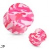 Pair Of Pink Camouflage Printed UV Acrylic Saddle Fit Plugs