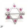 Pair of pink jeweled star nipple shields, 14 ga