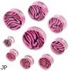 Pair Of Pink Tiger Print Acrylic Saddle Plugs