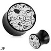 Pair Of Playboy Exclusive Graffiti Pattern Black Acrylic Saddle Plugs