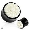 Pair Of Pollen Flower White Hand Carved Bone Inlay Organic Buffalo Horn Saddle Fit Plugs