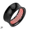 Pair Of Red Mesh Pattern Inlayed Black Acrylic Saddle Fit Tunnels