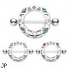 Pair Of Round Jeweled Nipple Shields, 14 Ga