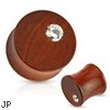 Pair Of Single CZ Top Organic Mahogany Wood Saddle Fit Plugs