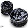 Pair Of Snowflake Obsidian Semi Precious Stone Solid Saddle Fit Plugs